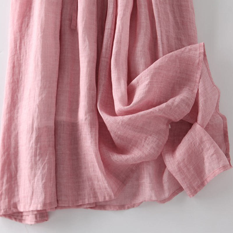 Robe mi-longue décontractée à volants et manches courtes pour femme, avec lacets et poches, style Buddha Stones - image 13