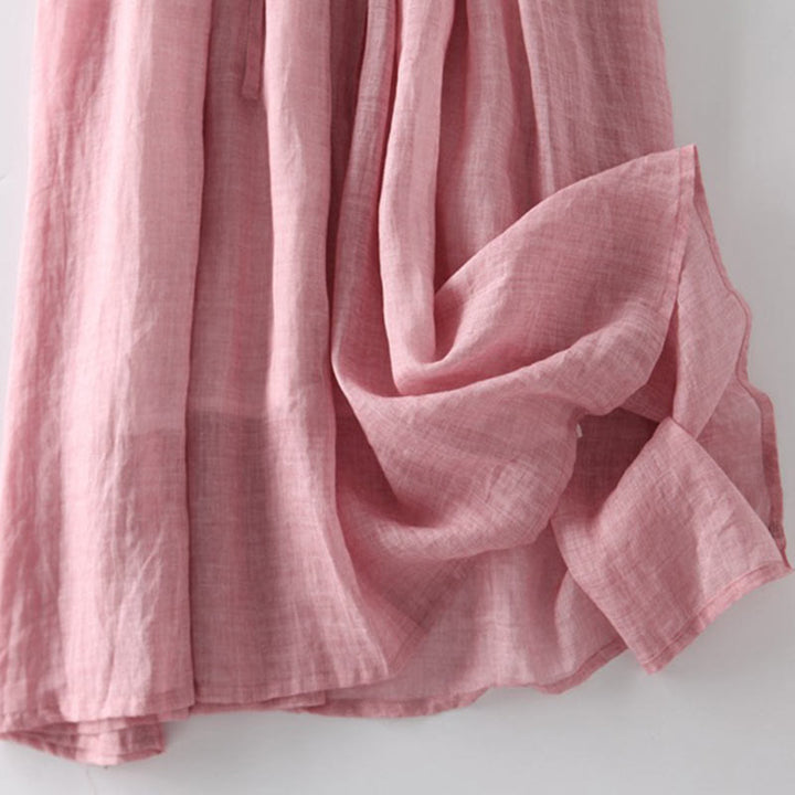 Robe mi-longue décontractée à volants et manches courtes pour femme, avec lacets et poches, style Buddha Stones - image 13