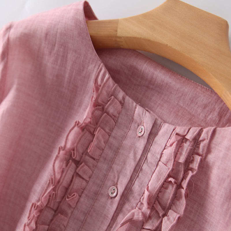 Robe mi-longue décontractée à volants et manches courtes pour femme, avec lacets et poches, style Buddha Stones - image 10