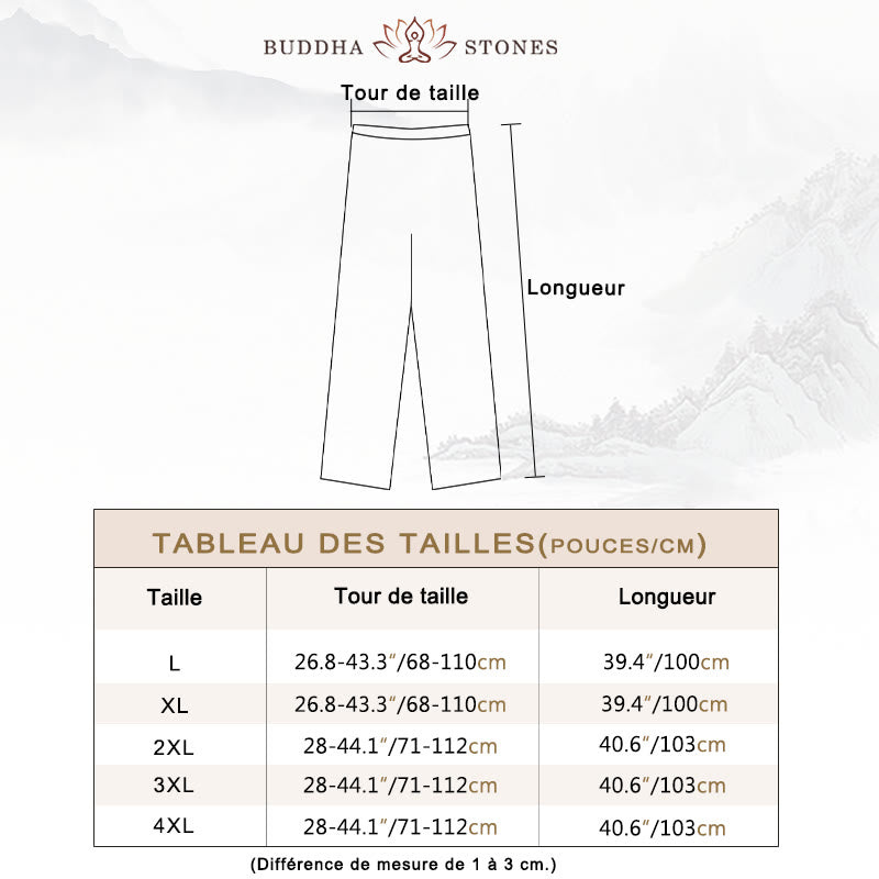Ensemble de 2 pièces de costume Tang uni pour homme avec chemise à manches longues et pantalon à boutons de Buddha Stones
