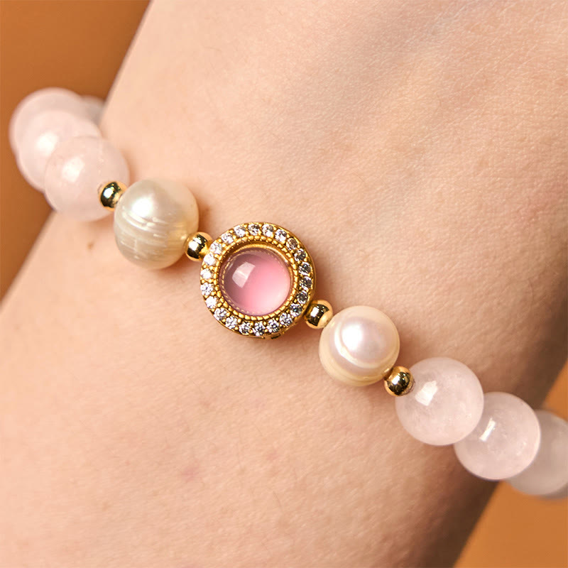 Bracelet de chaleur en perles de cristal rose Buddha Stones - image 2