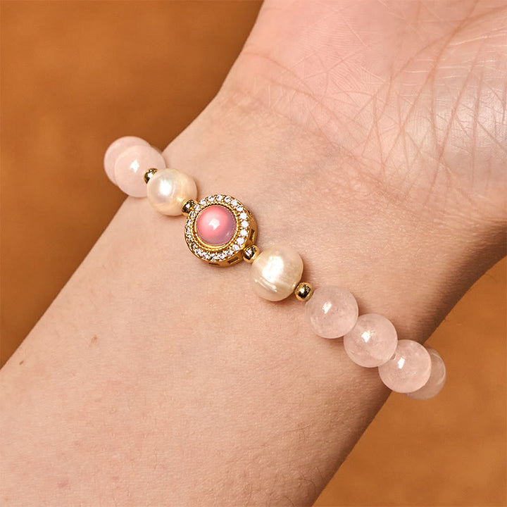 Bracelet de chaleur en perles de cristal rose Buddha Stones - image 3