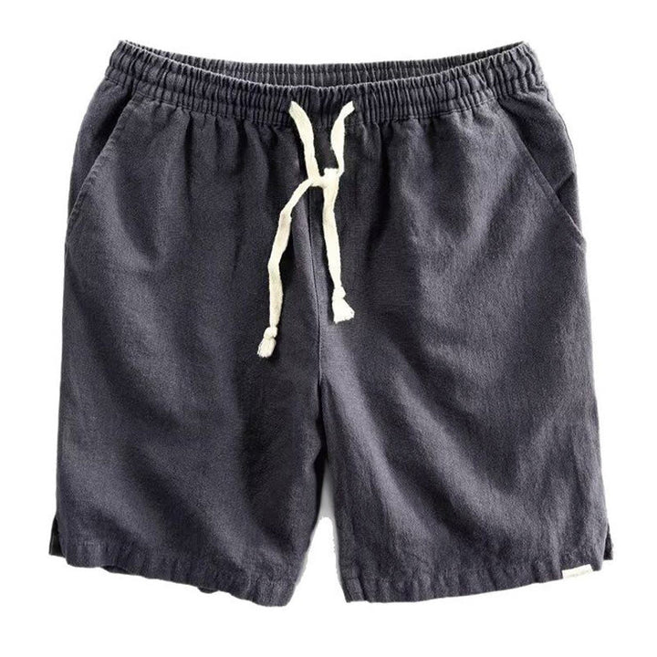 Short homme en coton et lin avec cordon de serrage et taille élastique et poches Motif Buddha Stones