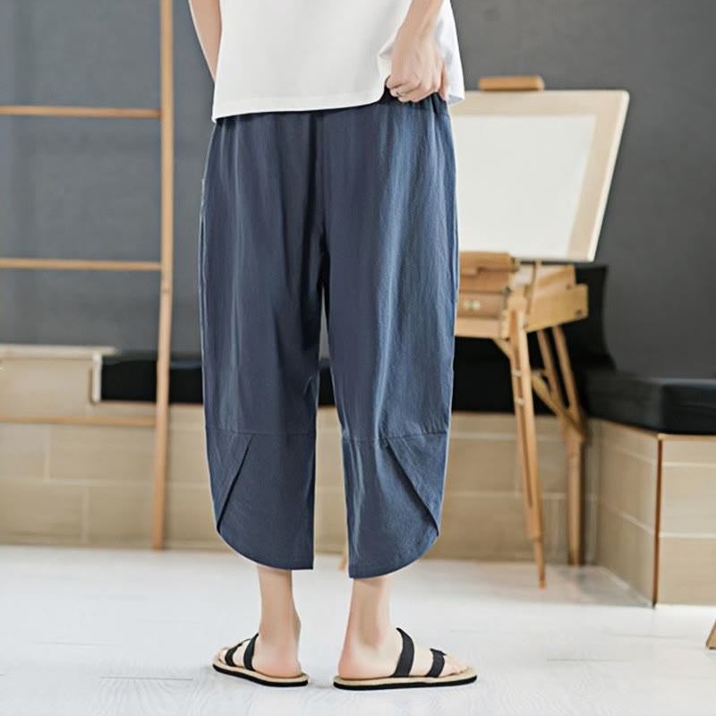 Pantalon d'été pour homme Buddha Stones, couleur unie, longueur 7-8, cordon de serrage, poches - image 23
