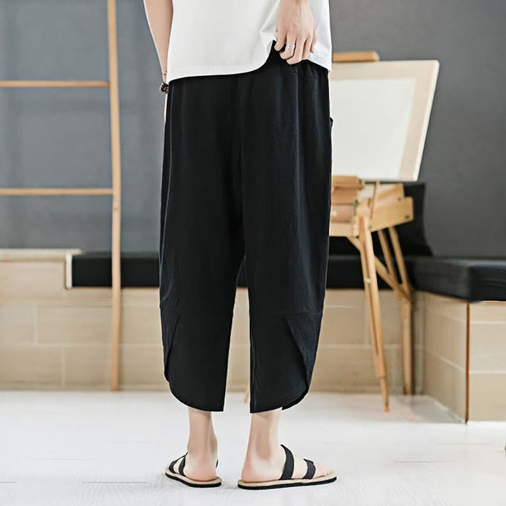 Pantalon d'été pour homme Buddha Stones, couleur unie, longueur 7-8, cordon de serrage, poches - image 8