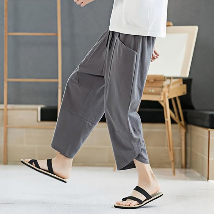 Pantalon d'été pour homme Buddha Stones, couleur unie, longueur 7-8, cordon de serrage, poches - image 17