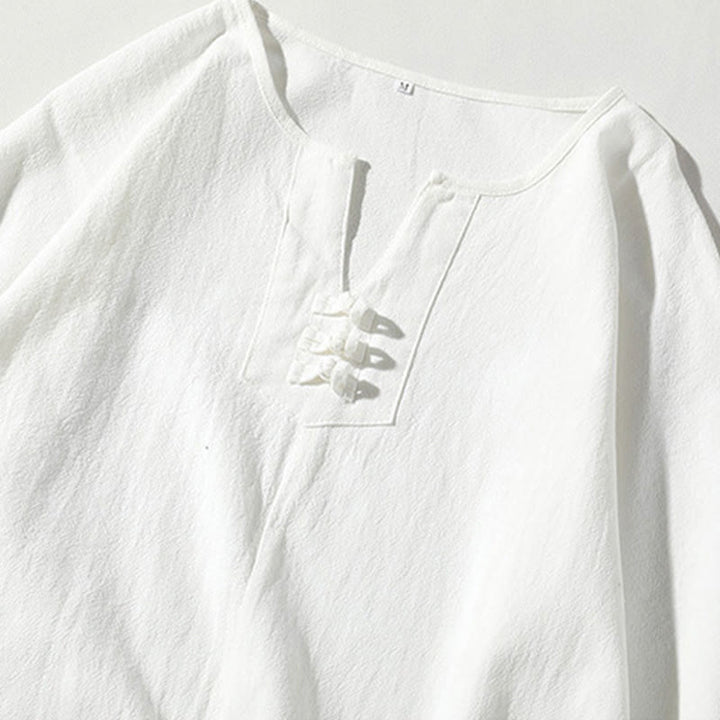 Ensemble de vêtements de méditation pour homme Buddha Stones (2 pièces) : T-shirt uni à col cranté, short large à poches. - image 16