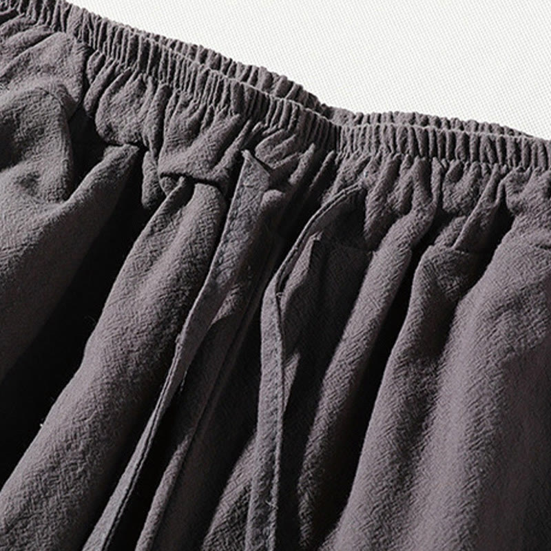 Ensemble de 2 pièces de méditation pour homme, t-shirt Buddha Stones à col cranté, short large longueur 7-8 avec poches, en coton et lin