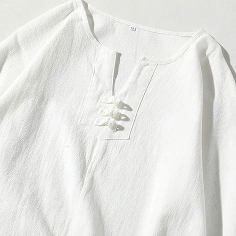 Ensemble de vêtements de méditation pour homme Buddha Stones (2 pièces) : T-shirt uni à col cranté, short large à poches. - image 16
