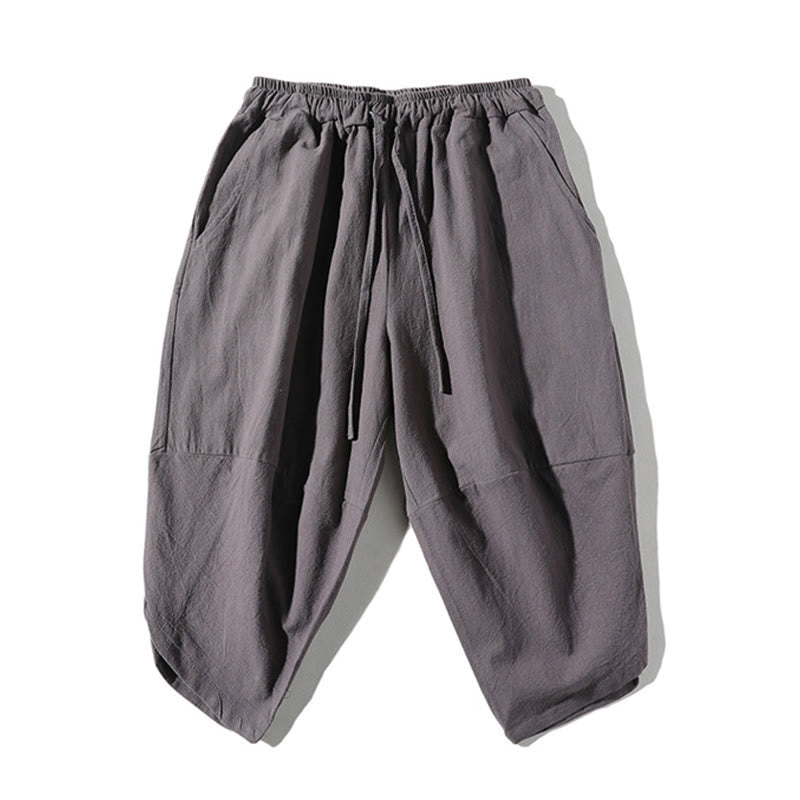 Ensemble de vêtements de méditation pour homme Buddha Stones (2 pièces) : T-shirt uni à col cranté, short large à poches. - image 3
