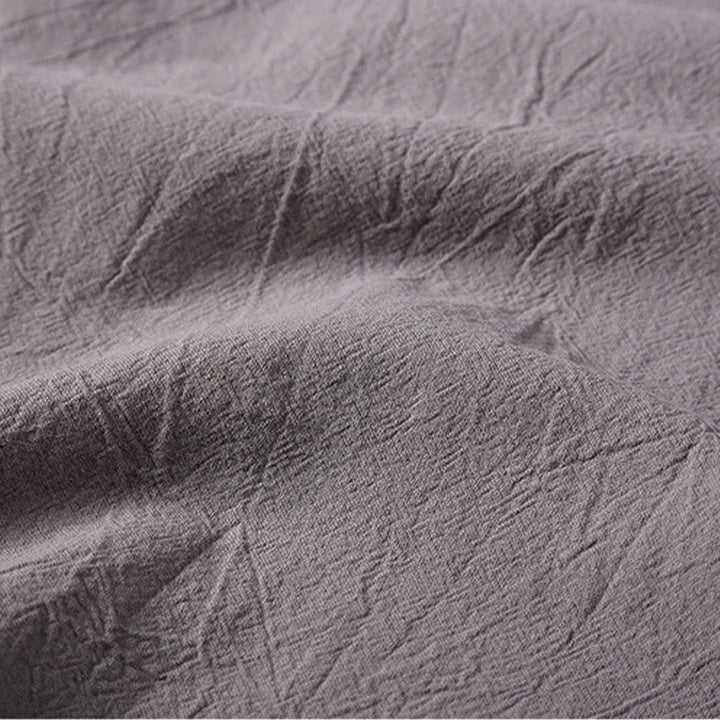 Ensemble de 2 pièces de méditation pour homme, t-shirt à manches courtes et short à col cranté uni avec poches, en coton et lin - image 18