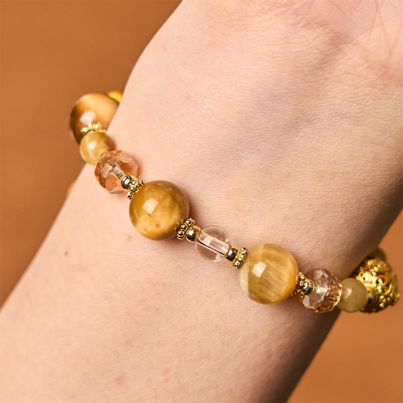 Bracelet de force et de poids en perles naturelles d'œil de tigre et Buddha Stones