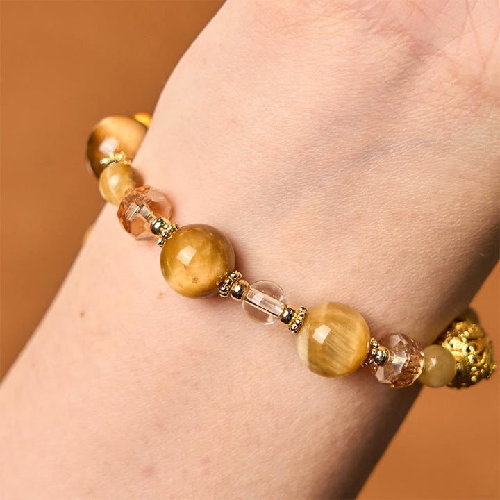 Bracelet de force et de poids en perles naturelles d'œil de tigre et Buddha Stones