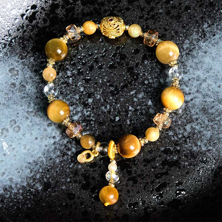 Bracelet de force et de poids en perles naturelles d'œil de tigre et Buddha Stones