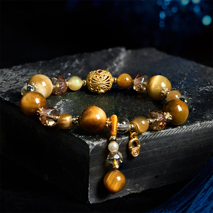 Bracelet de force et de poids en perles naturelles d'œil de tigre et Buddha Stones