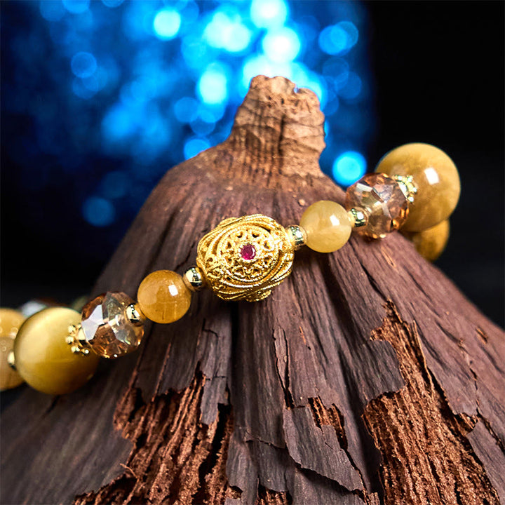 Bracelet de force et de poids en perles naturelles d'œil de tigre et Buddha Stones