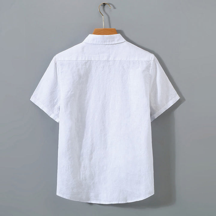 Chemise d'été décontractée à manches courtes et poches pour homme, en coton, avec boutons et Buddha Stones - image 5