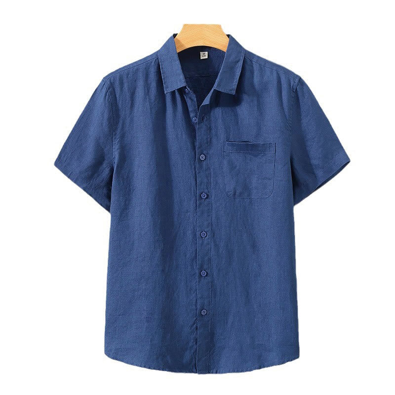 Chemise d'été décontractée à manches courtes et poches pour homme, en coton, avec boutons et Buddha Stones - image 9