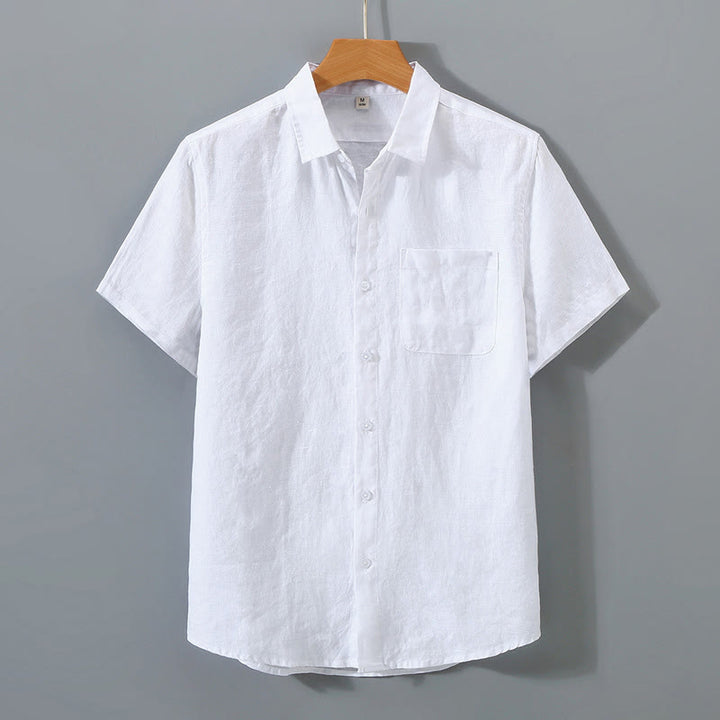 Chemise d'été décontractée à manches courtes et poches pour homme, en coton, avec boutons et Buddha Stones - Blanc - US/UK/AU42，EU52 (4XL) - image 4