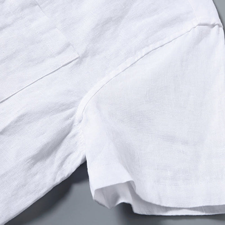 Chemise d'été décontractée à manches courtes et poches pour homme, en coton, avec boutons et Buddha Stones - image 7