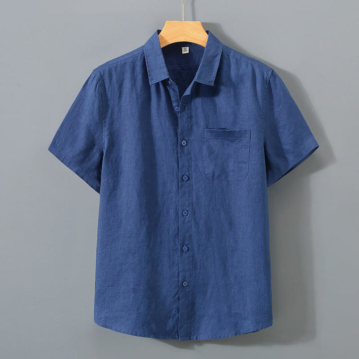 Chemise d'été décontractée à manches courtes et poches pour homme, en coton, avec boutons et Buddha Stones - Bleu nuit - US/UK/AU44，EU54 (4XL) - image 8