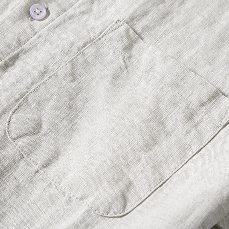 Chemise d'été décontractée à manches courtes et poches pour homme, en coton, avec boutons et Buddha Stones - image 3