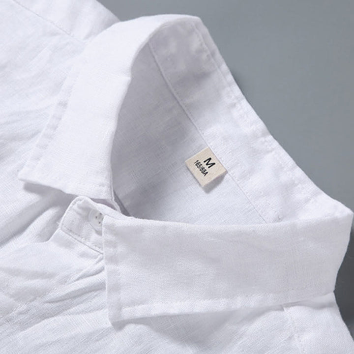 Chemise d'été décontractée à manches courtes et poches pour homme, en coton, avec boutons et Buddha Stones - image 6