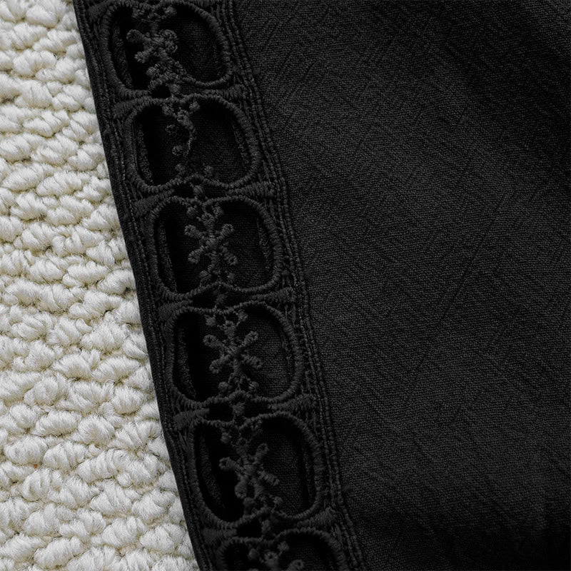 Pantalon d'été uni en coton et lin avec poches pour femme, motif Buddha Stones