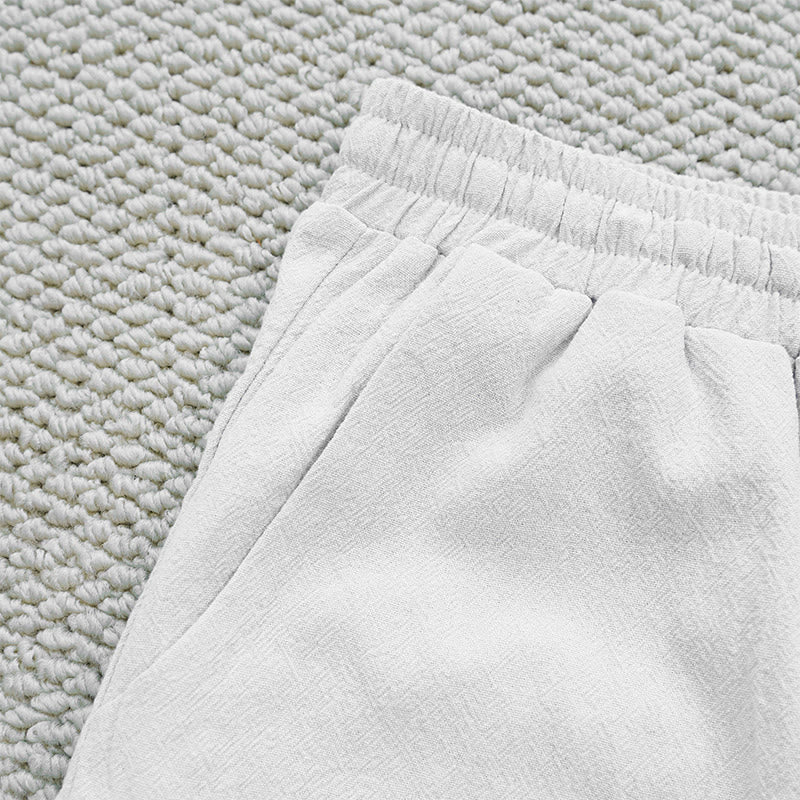 Pantalon d'été uni en coton et lin avec poches pour femme, motif Buddha Stones