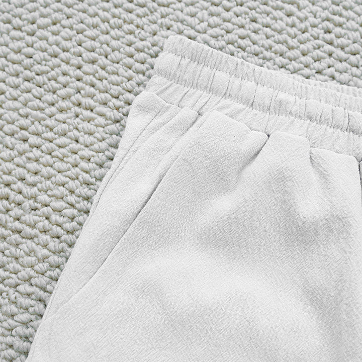 Pantalon d'été uni en coton et lin avec poches pour femme, motif Buddha Stones