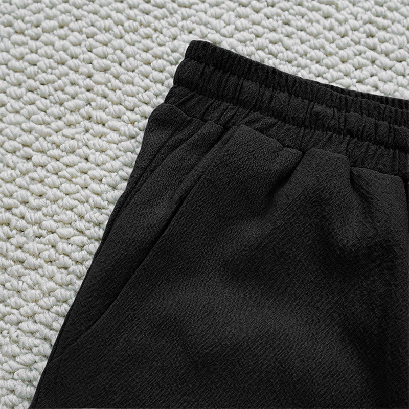 Pantalon d'été uni en coton et lin avec poches pour femme, motif Buddha Stones