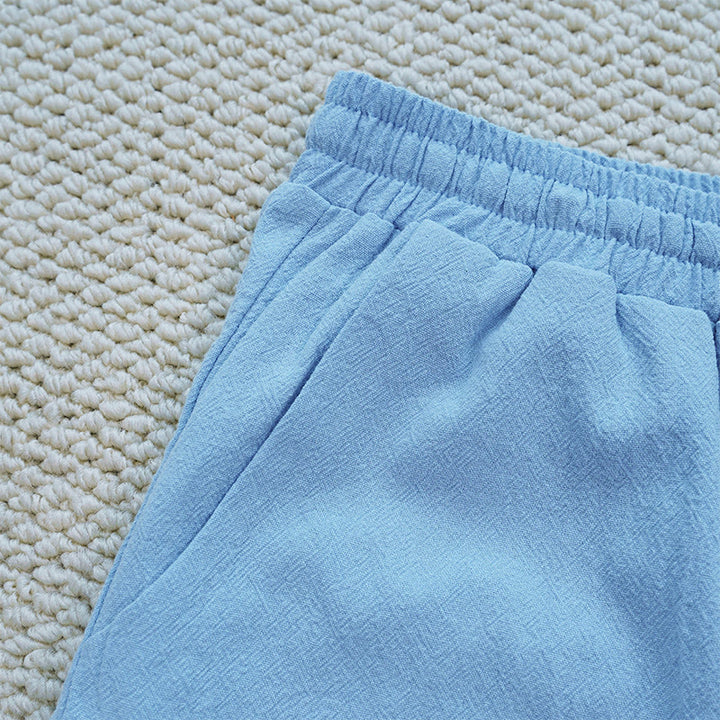Pantalon d'été uni en coton et lin avec poches pour femme, motif Buddha Stones