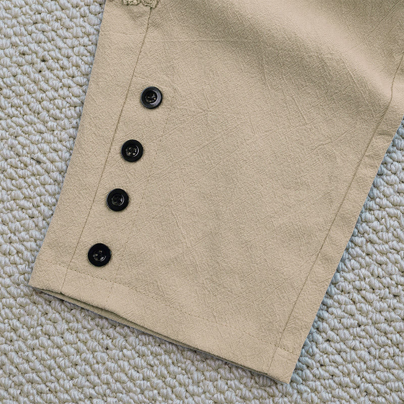 Pantalon d'été uni en coton et lin avec poches pour femme, motif Buddha Stones