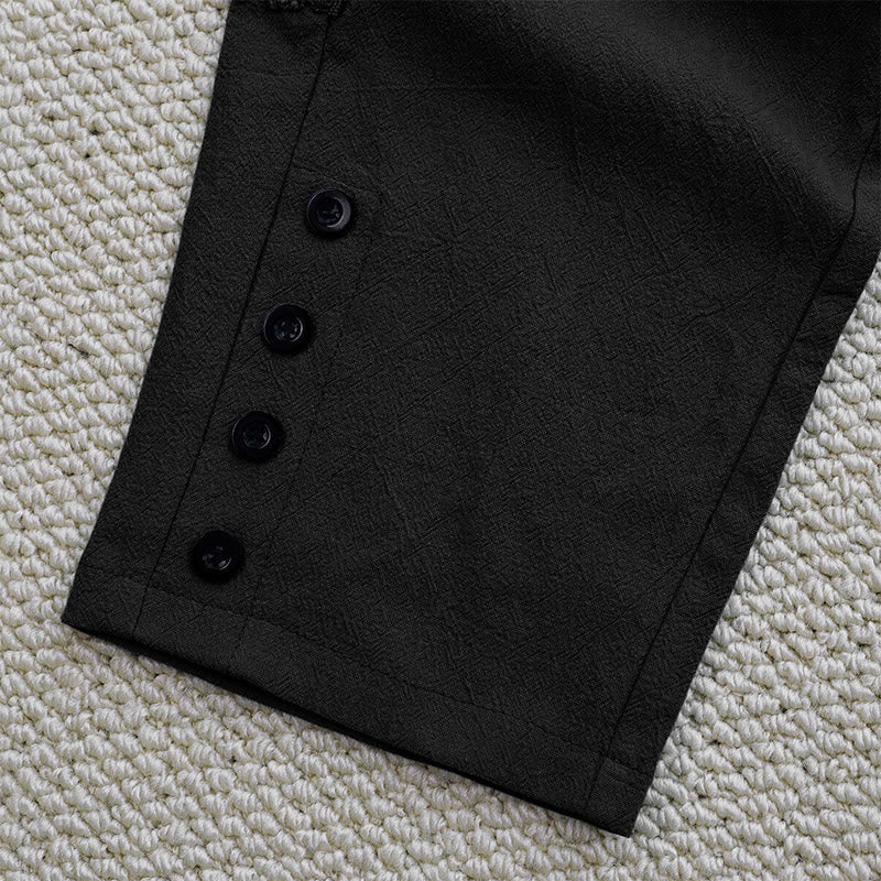 Pantalon d'été uni en coton et lin avec poches pour femme, motif Buddha Stones