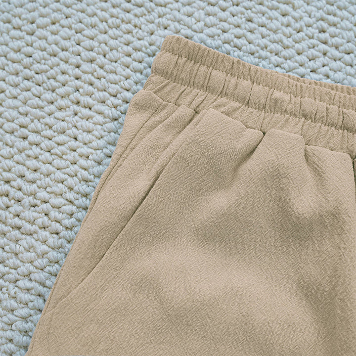 Pantalon d'été uni en coton et lin avec poches pour femme, motif Buddha Stones