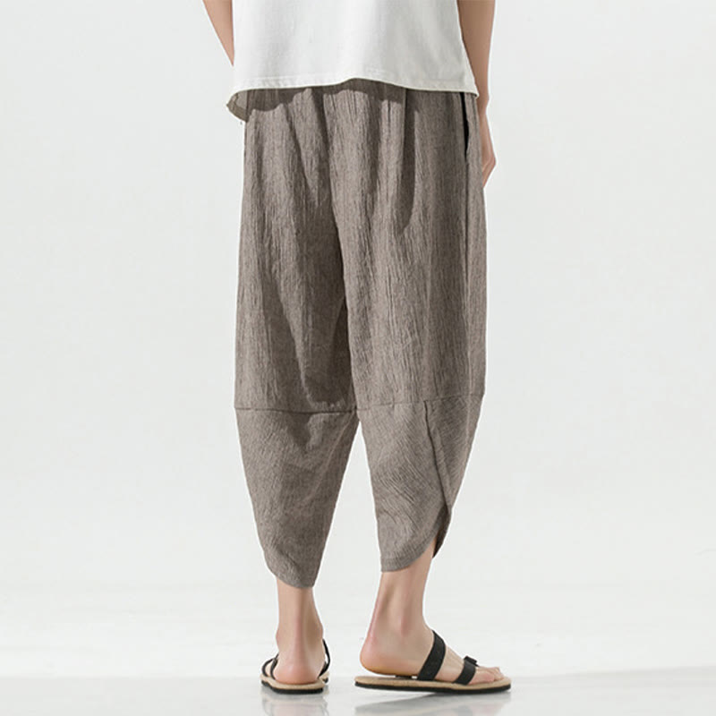 Pantalon sarouel en lin pour homme avec poches et cordon de serrage, motif Buddha Stones , longueur 7-8 - image 37