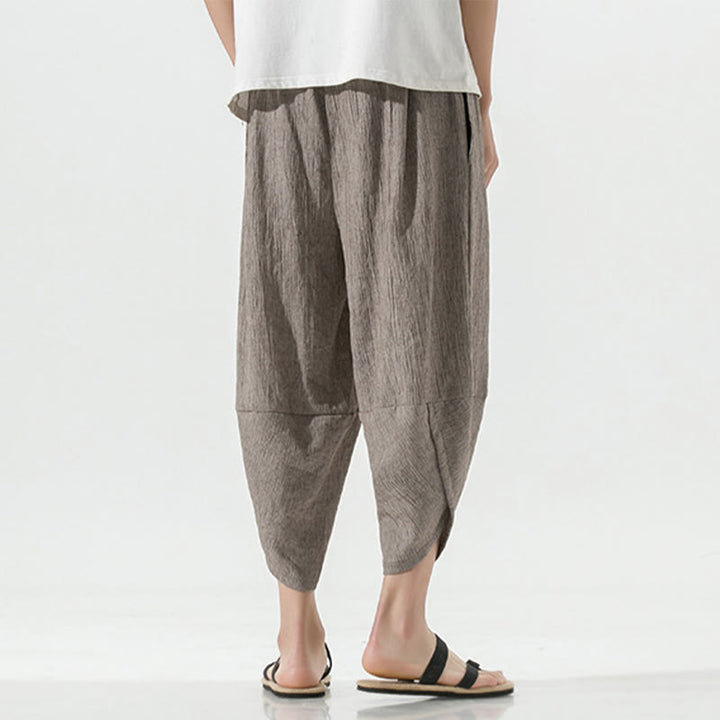 Pantalon sarouel en lin pour homme avec poches et cordon de serrage, motif Buddha Stones , longueur 7-8 - image 37
