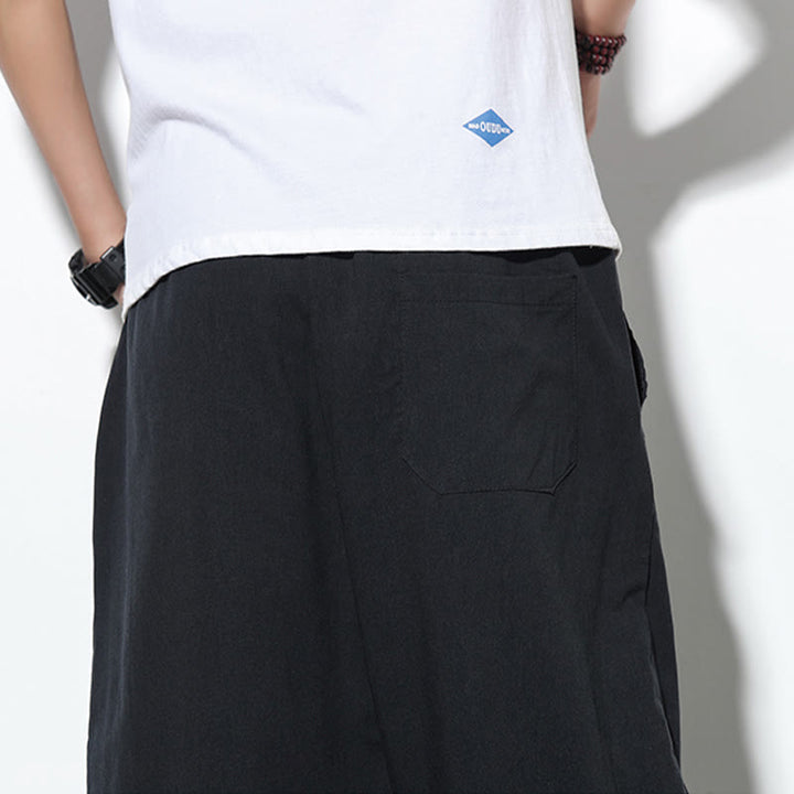 Pantalon sarouel décontracté d'été en lin avec cordon de serrage et poches pour homme, longueur 7-8, motif Buddha Stones