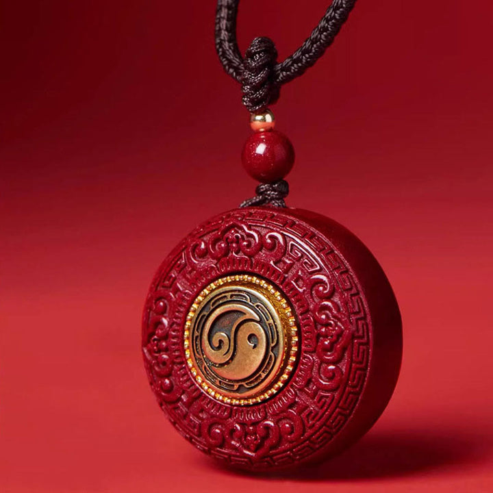 Collier pendentif en fil de cinabre naturel avec Buddha Stones, motif Yin Yang, Om Mani Padme Hum, rotatif, bénédiction - image 3