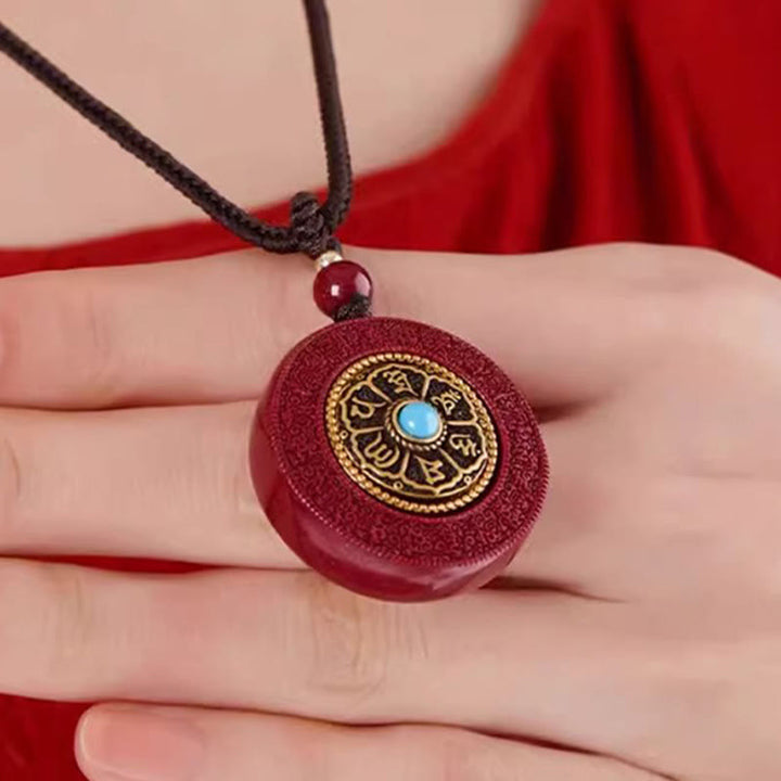 Collier pendentif en fil de cinabre naturel avec Buddha Stones, motif Yin Yang, Om Mani Padme Hum, rotatif, bénédiction - image 2