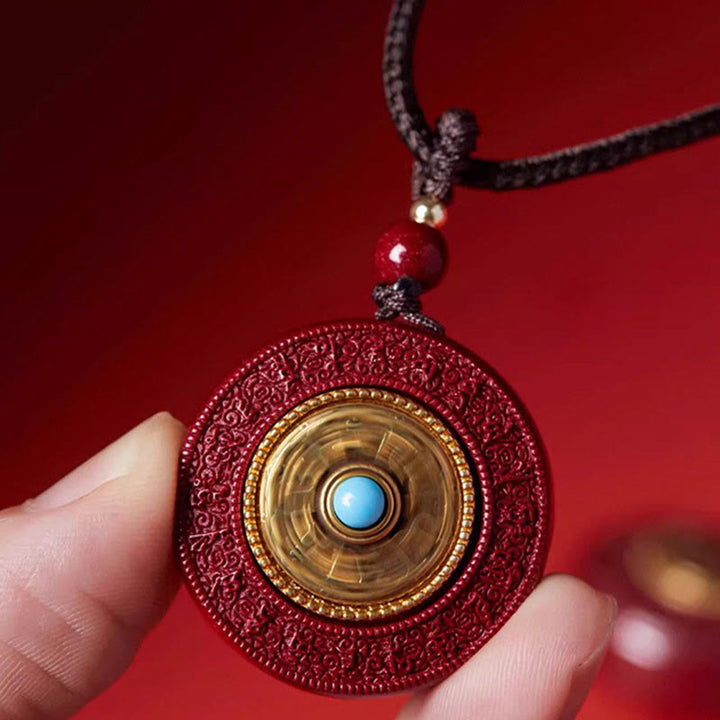 Collier pendentif en fil de cinabre naturel avec Buddha Stones, motif Yin Yang, Om Mani Padme Hum, rotatif, bénédiction - image 4