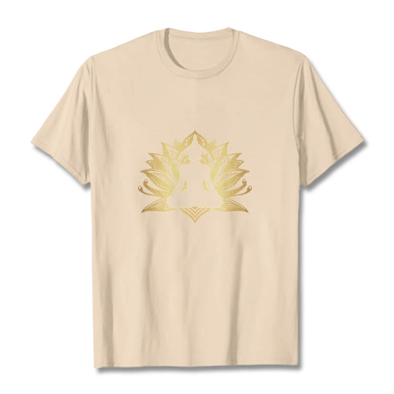 T- Buddha Stones Lotus Doré Méditation Bouddha T-shirt - Bisque - 2XL - image 8