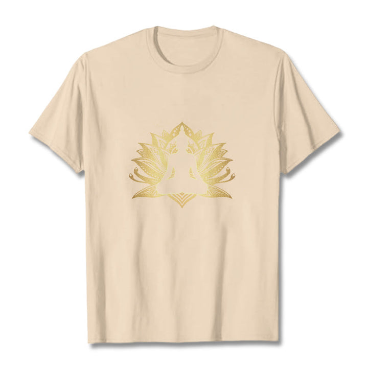 T- Buddha Stones Lotus Doré Méditation Bouddha T-shirt - Bisque - 2XL - image 8