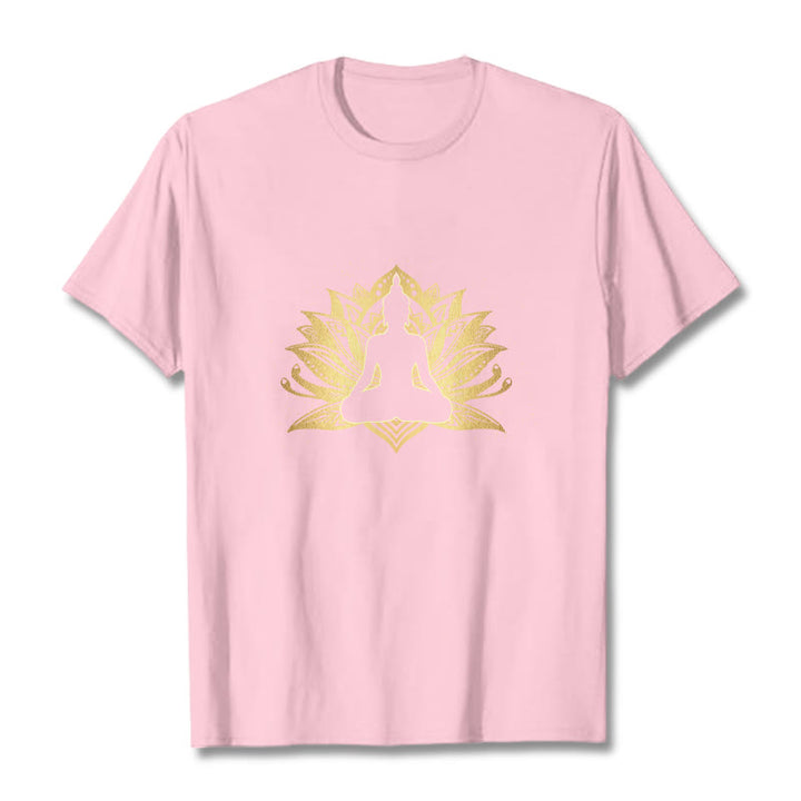 T- Buddha Stones Lotus Doré Méditation Bouddha T-shirt - Rose clair - 2XL - image 12