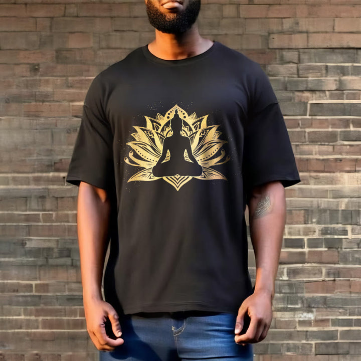 T- Buddha Stones Lotus Doré Méditation Bouddha T-shirt - image 2