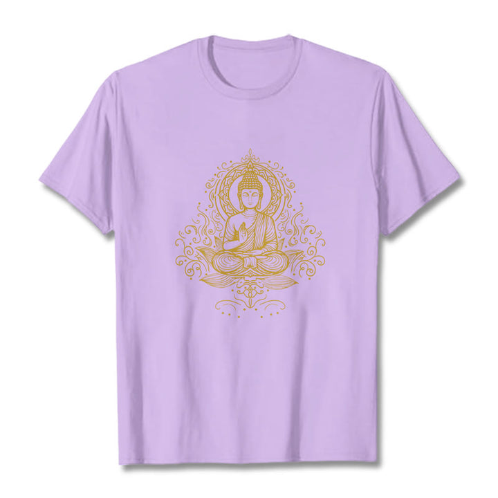 T- Buddha Stones Fleur de Lotus Vignes Méditation Bouddha T-shirt - Prune - 2XL - image 16