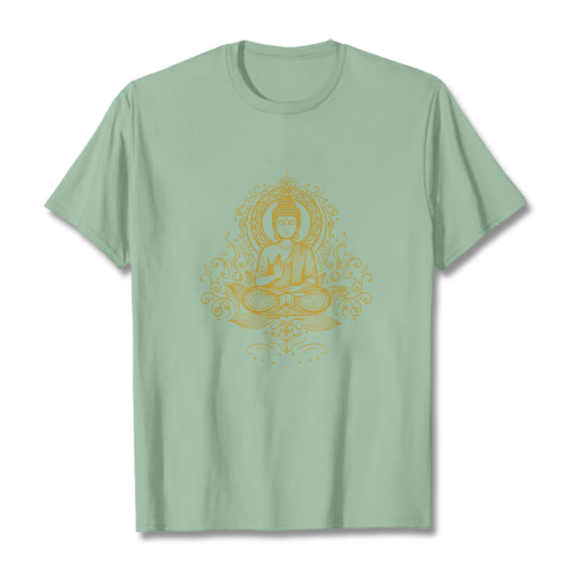 T- Buddha Stones Fleur de Lotus Vignes Méditation Bouddha T-shirt - Vert pâle - 2XL - image 14