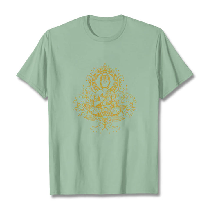 T- Buddha Stones Fleur de Lotus Vignes Méditation Bouddha T-shirt - Vert pâle - 2XL - image 14