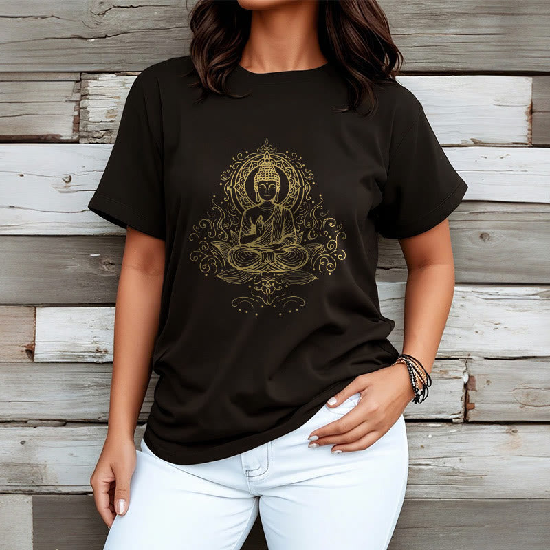 T- Buddha Stones Fleur de Lotus Vignes Méditation Bouddha T-shirt - image 6