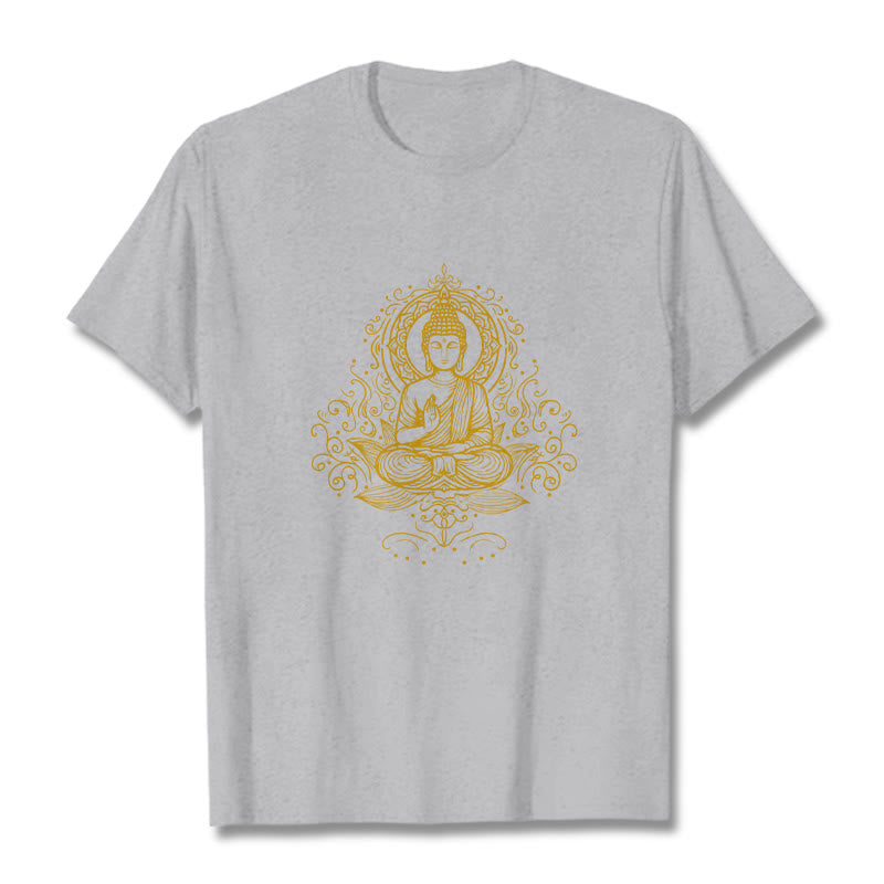 T- Buddha Stones Fleur de Lotus Vignes Méditation Bouddha T-shirt - Gris clair - 2XL - image 19